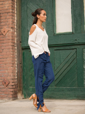 Linen Tie-hem Pants