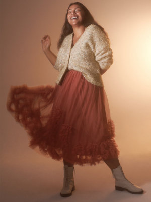 Felicity Ruffled Tulle Midi Skirt