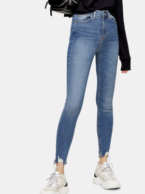 Considered Mid Blue Jagged Hem Jamie Skinny Jeans With Recycled Cotton