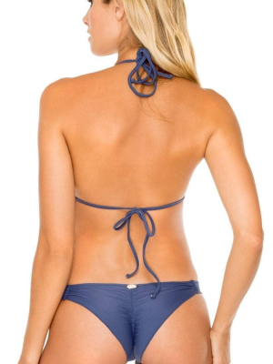 Luli Fama Cosita Buena Strappy Brazilian Bikini Bottom In Blue