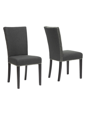 Set Of 2 Harrowgate Linen Modern Dining Chair Dark Gray - Baxton Studio