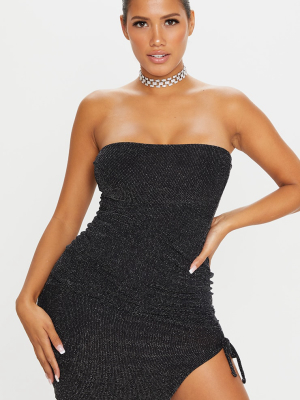 Shape Black Glitter Bandeau Ruched Side Split...