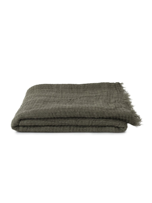 Simple Linen Throw Olive