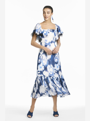 Camryn Dress - Blue Ikat Floral - Final Sale