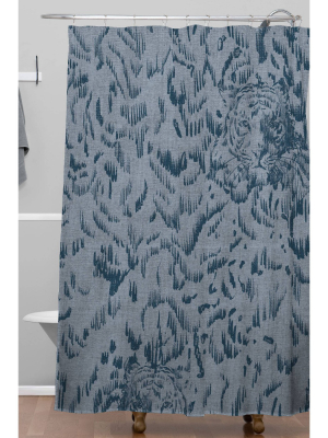 Pattern State Tiger Sketch Shower Curtain Blue - Deny Designs