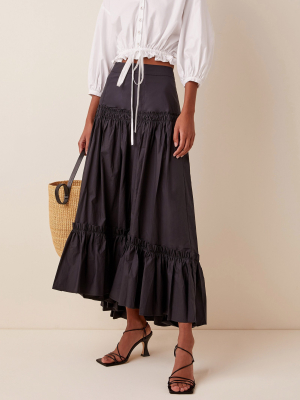 Tisbury Printed Cotton-poplin Midi Skirt