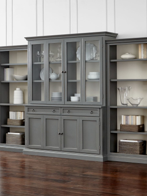 Cameo 4-piece Grey Glass Door Wall Unit With Open Bookcases