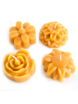 Beeswax Flower Tealight Set: Natural Beeswax