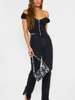 Tall Black Split Hem Jeans