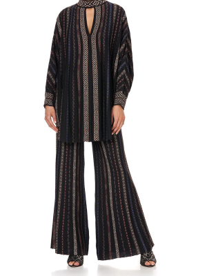 Knitted Kaftan With Neckband Swinging Sixties