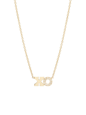 14k Gold 2 Letter Pave Diamond Necklace