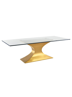 Praetorian Dining Table, Glass/brushed Gold Base