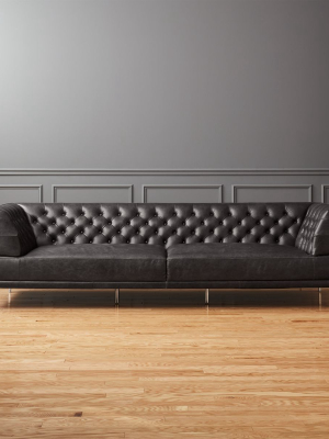 Savile Black Leather Tufted Extra Large Sofa