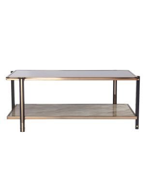 Carswaf Cocktail Table With Mirrored Top Champagne - Aiden Lane