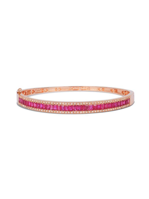 Effy Gemma 14k Rose Gold Ruby And Diamond Bangle, 3.93 Tcw