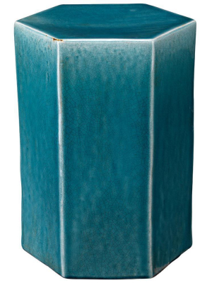 Jamie Young Large Porto Side Table In Azure Ceramic