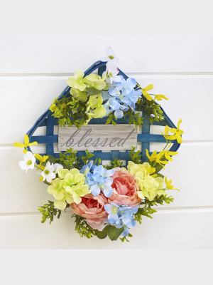 Lakeside Floral Farmhouse Wall Hanging Basket With Sentimental Message