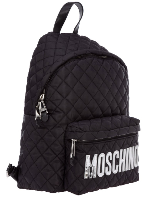 Moschino Logo Plaque Quilted Backpack