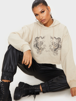 Sand Dragon Print Crop Long Sleeve Hoodie