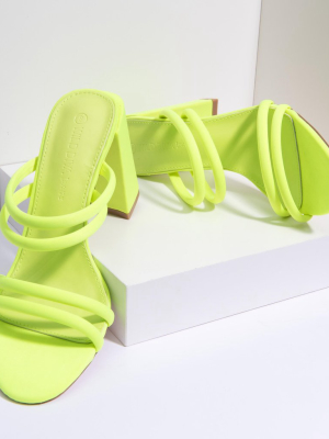 Neon Chunky Heel Strappy Mules