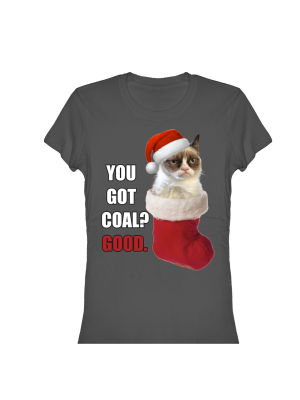 Junior's Grumpy Cat You Got Coal T-shirt