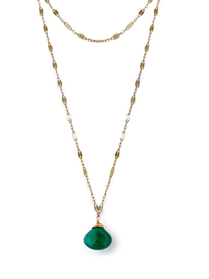 Choker Wrap Gemstone Necklace - Green Onyx