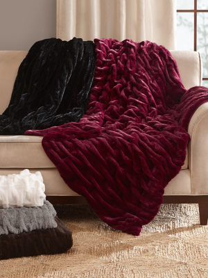 Ruched Faux Fur Throw 50"x60"