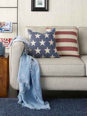 Stars And Striped Print Oversize Square Throw Pillow Collection - Mina Victory