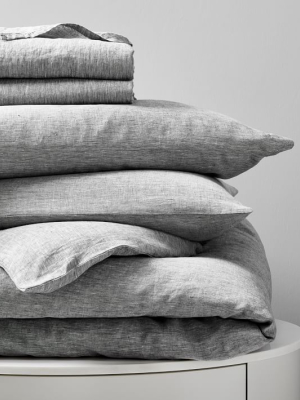 Belgian Flax Linen Starter Bedding Set - Slate Melange