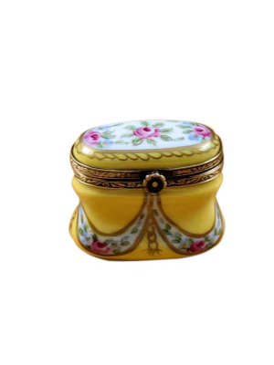 Yellow Floral Tall Oval Limoges