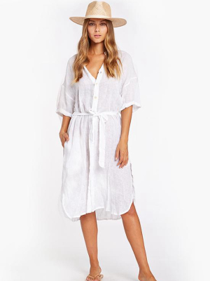 Playa Linen Shirt Dress - Ecolinen Gauze White