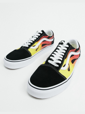 Vans Old Skool Flame Sneakers In Black