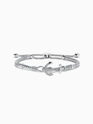 Effy Seaside Sterling Silver Diamond Anchor Bracelet, 0.16 Tcw