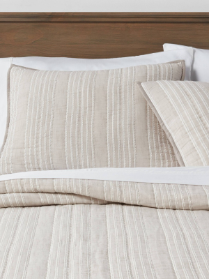Gray Stitched Stripe Pillow Sham - Threshold™