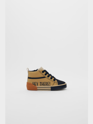 High-top Sneakers With Text
