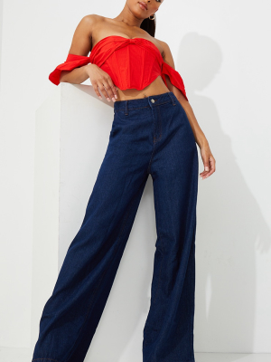 Indigo Wash Wide Leg Jeans