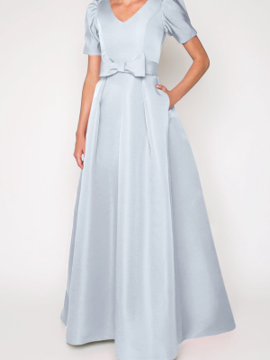 Eleanor Silk Faille Full Gown With Bow Belt