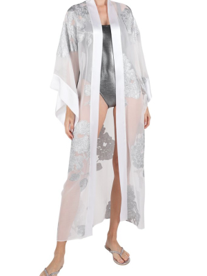 Metallic Oriental Flower Kimono