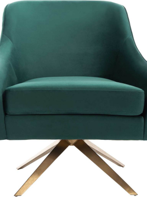 Leif Channeled Velvet Accent Chair Emerald