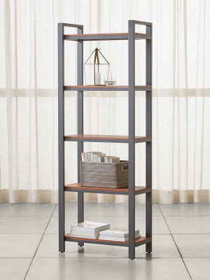 Pilsen Graphite Bookcase With Walnut Shelves