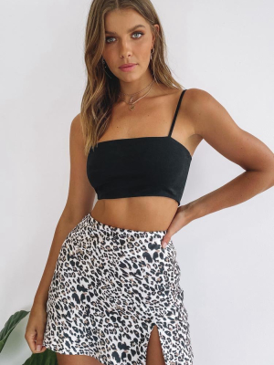 Laura Satin Mini Skirt Leopard