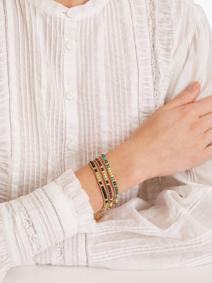 Black Onyx And Gold Bead Naked Wrap Bracelet