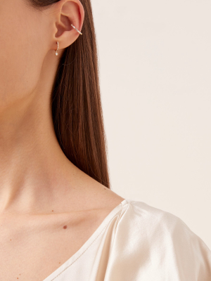 14k Yellow-gold Diamond Mini Huggie Earrings