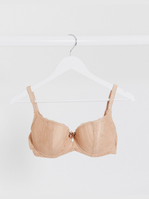 Pour Moi Fuller Bust Remix Lace Balconette Padded Bra In Beige