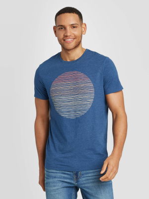 Men's Standard Fit Sunset Short Sleeve Crew Neck Graphic T-shirt - Goodfellow & Co™ Blue