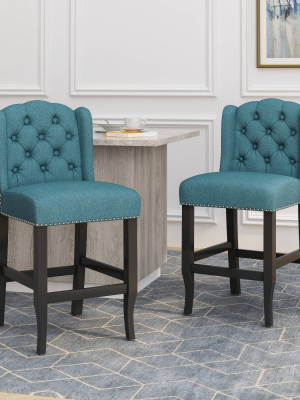 Set Of 2 Foxcroft Wingback Counter Height Barstools - Christopher Knight Home