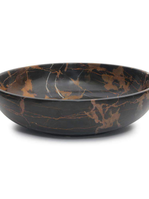 Laurus Collection Black & Gold 16" Marble Bowl