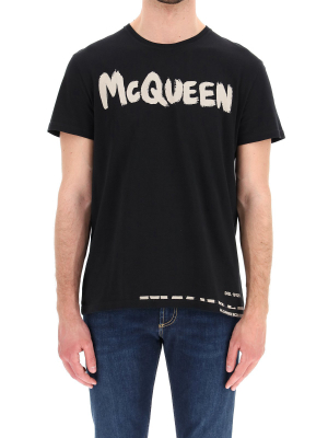 Alexander Mcqueen Graffiti Logo Print T-shirt