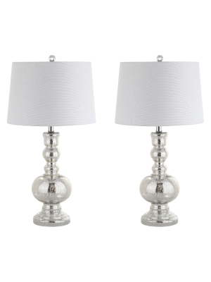 28.5" Genie Glass Led Table Lamp Set Of 2 Silver (includes Energy Efficient Light Bulb) - Jonathan Y