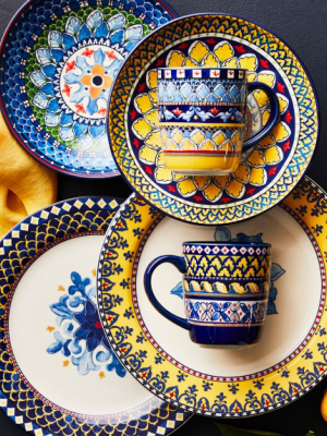 Sicily Dinner Plates, Blue Rim